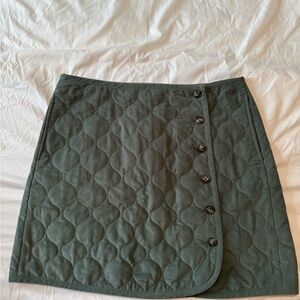 Madewell Quilted Courdroy Buttondown Green Skirt Size12